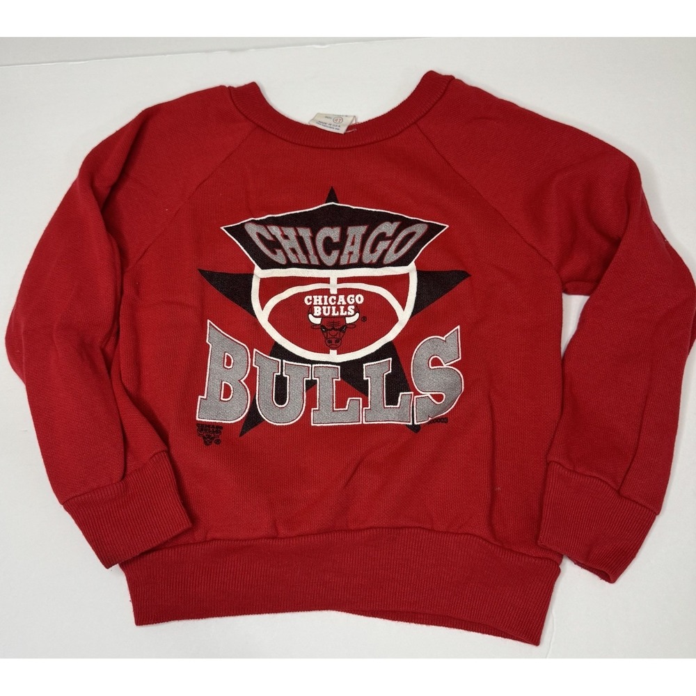 Vintage 80s‎ / 90s Chicago Bulls Red Crewneck Turtleneck Sweater Youth Kids 4T